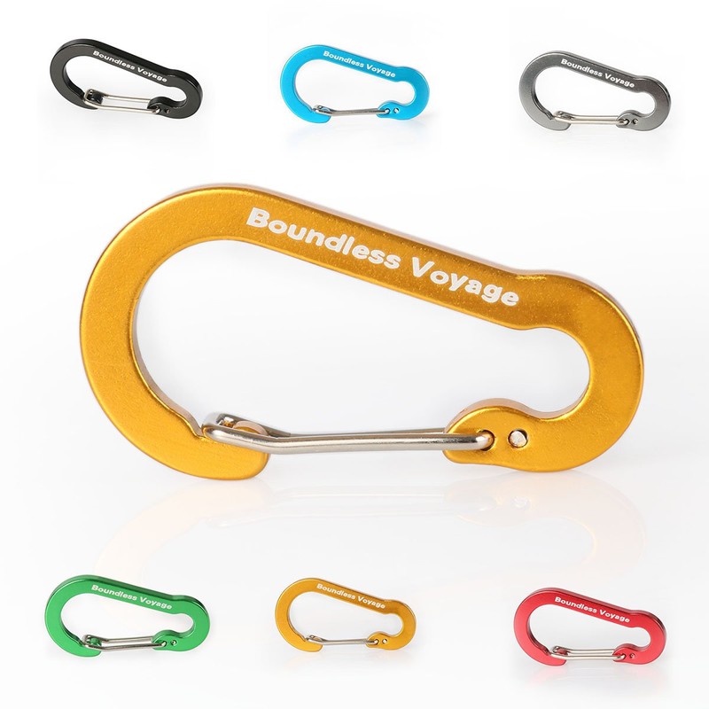 Boundless Voyage Aluminum Locking Carabiner Keychain D-Ring Clip Hook for