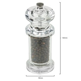 Cole & Mason H50502P 505 Salzmühle, Acryl, 140mm, Precision+ Keramikmahlwerk, Enthält 1 x Salzmühle