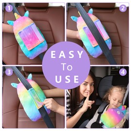 Basumee Unicorn Seat Belt Pad Children's Car Seat Belt Shoulder Pad Belt Cushion Protective Cushion and Velvet Bag Large for More Comfort on the Travel
