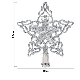 Bohue Tree Topper Star Decor Glittered Star Christmas Tree Topper Star Treetop Ornament Home Accessories Xmas Party Decoration (Silver)