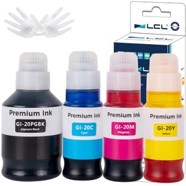 LCL GI-20 GI20 Ink Bottles Replacement for Canon 20 GI20 GI-20 Ink Refill Bottles Compatible with Canon PIXMA G5020 G6020 G7020 (Black Cyan Magenta Yellow,4-Pack)