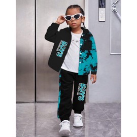 Qaoerde Toddler Boy Clothes 2t Boys Clothes 3t Boy Clothes Tie Dye Hoodie Long Sleeve Button Down Tops Jogger Sweatpants Toddler Boy Fall Outfits Winter Clothes Sweatsuit Blue