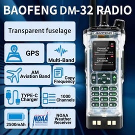 BAOFENG DM-32 DM32 10W DMR Ham 2 Way Radio GPS Matching Writing Frequency Satellite Positioning Type-C DM32(1PC) (Transparent)