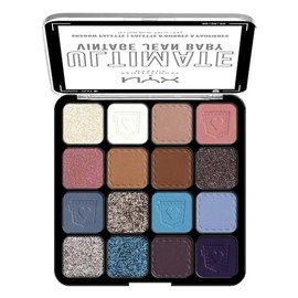 NYX Professional Makeup Ultimate Shadow Palette, Tono Vintage Jean | 16 tonos de alta pigmentación, acabados mate, satinado y metalizado, larga duraci