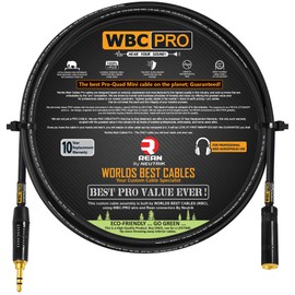 5 Foot - WBC-PRO-Quad-MINI Ultra-Silent Ultra-Flexible Balanced Mini-Star-Quad Auxiliary Cable with Neutrik-Rean 3.5mm Gold Mini TRS Male & Female Plugs