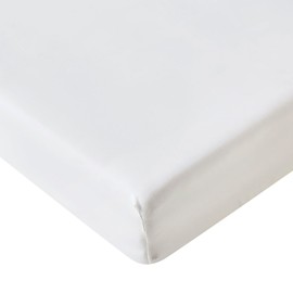 QUENESS Fitted Crib Sheets 100% Cotton, Baby Fitted Sheet for Standard Crib Mattress Boys Girls Toddler, Ultra Soft Breathable Stretchy Crib Sheets, 28" x 52" (White, Jersey Cotton 1-Pack)