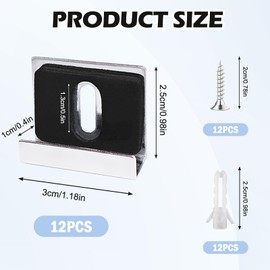 12 Pcs Metal Mirror Holder Kit Stainless Steel Wall Mount Brackets Hook Heavy Duty Mirror Hangers for Mirrors Picture Frame Ceramic Wall Display