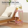 HOOBRO Pink Side Table, Small Cute Nightstand, 2 Tier Oval