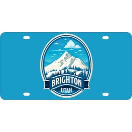 Brighton Utah Snowy Mountain Illustration Design Souvenir Mini Metal License Plate 4.75 x 2.25 inch