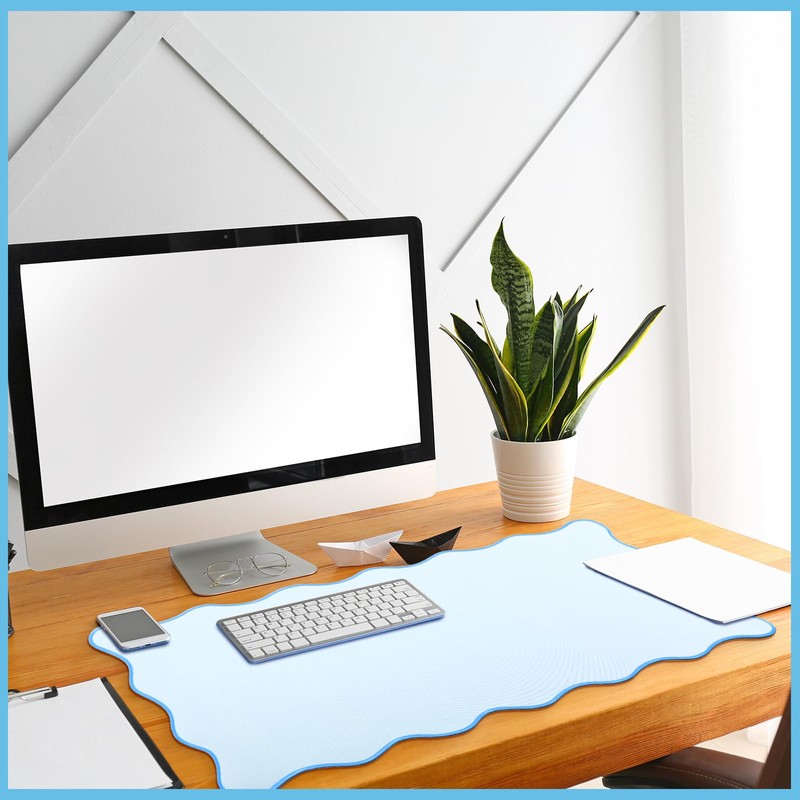 Hahafelt Scalloped Desk Mat Large Scalloped Piping Cute Desk Mat