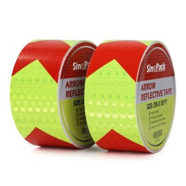 SinoPack Reflective Tape 2Pack 2IN X 30FT Waterproof High Visibility Red & Yellow, Industrial Marking Arrow Reflective Tape Heavy Duty Hazard Caution Warning Safety Adhesive ReflectiveTape
