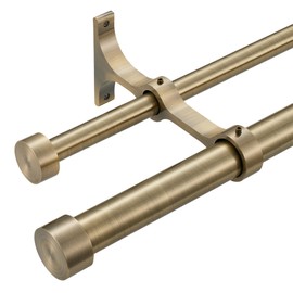 Lwiiom Double Curtain Rods with Aluminum End Cap and Full Surround Brackets,1"Front and 5/8" Back Rod,Adjustable between 36 to 72 Inches (3-6 Feet), Antique Bronze Double Window Drapery Rod