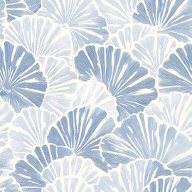 PODUFF Blue and White Wallpaper – Modern Beach Peel and Stick Wallpaper, Self-Adhesive Vinyl for Bathroom, Bedroom, or Accent Wall, 17.7in x 118in