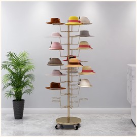 FWTXZTER Metal Hat Rack, Retail Freestanding Hat Wig Display Stand, Floor-Standing Hats Wigs Holder Tree, Commercial Large Hats Organizer Cap Hanger for Hat Store Shop and Cloakroom