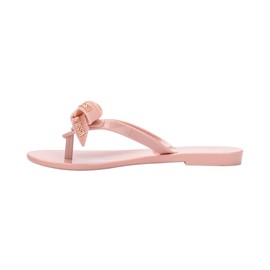 mini melissa Harmonic M Lover Flip Flops for Girls - Sleek & Trendy Jelly Flip Flops w/Metallic Heart, Slip On Summer Shoes for Girls, Kids Jelly Shoes, Light Pink, 11