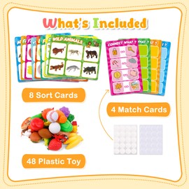 Broytain Match Card & Sort Game Set for Toddlers,Montessori Game for Kids Educational Fine Motor Skills,Speech Therapy Toys,Preschool Kindergarten Learning Activities,Sorting Toys for Toddlers 3-5