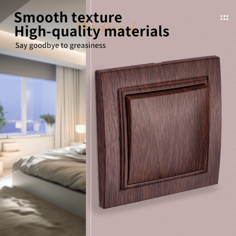 On/Off Switch Single Dark Wood Grain Wall Switch Mechanical Wall