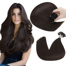 Hetto K Tip Hair Extensions Human Hair Darkest Brown U Tip Hair Extensions Real Human Hair 14 Inch 50g/50s