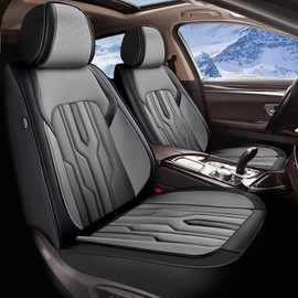 YORKNEIC Fit for Subaru Forester Seat Covers 2007-2023 2024 2025: Waterproof Leather Car Seat Covers Protector Full Set (2 Row 5 Seats, Black & Grey)