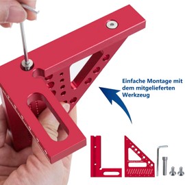 RHAFAYRE Zimmermannswinkel Multifunktional, 22.5-90 Winkelmaß Aluminiumlegierung, Hochpräzises Layout-Messwerkzeug, 3D-Gehrungswinkel Anreisswerkzeug für Tischler, Ingenieur, Zeichnung besondere