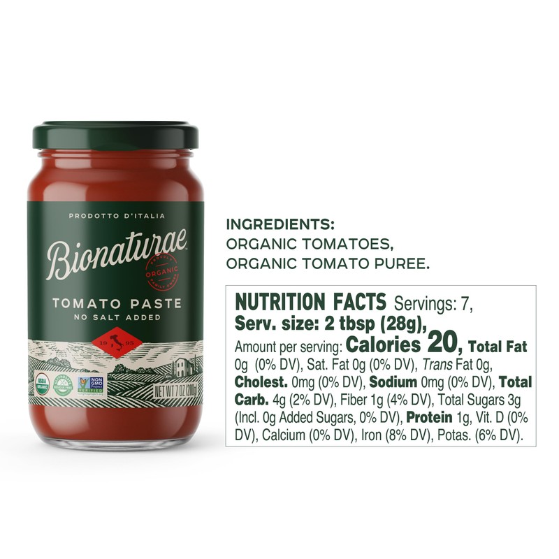 Bionaturae Organic Tomato Paste - No Salt Tomato Paste, Tomato