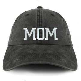 Trendy Apparel Shop Mamá Bordado Pigmento teñido no estructurado Cap, Negro, Talla única