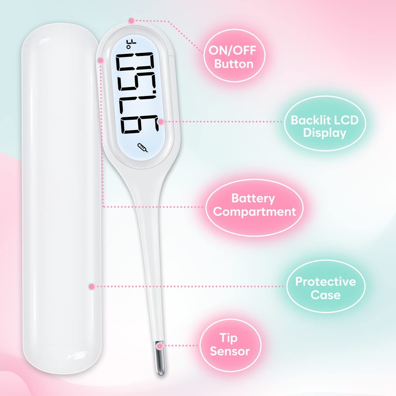 Digital Basal Body Oral Thermometer: Easy@Home Large Backlit Display -