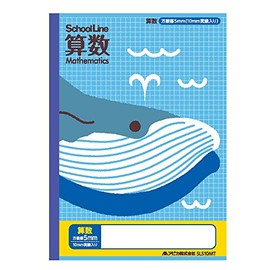 Apica School Kids Study Book, Subject Names, Math 0.2 inch (5 mm) Square Rule, 0.4 inch (10 mm) Solid Line, Set of 2