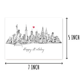 ABSMDesigns Happy Birthday Card - New York City - Travel Keepsake - Elegant Cityscape - 5x7 inches