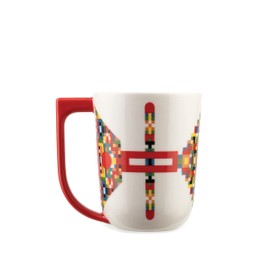 Elena Salmistraro Alessi Holyhedrics ESA09 1 - Design Mug with Balanced Dimensions, in Porcelain Decorated with Hand Applied Decal and Drawn Handle, Capacity 40cl