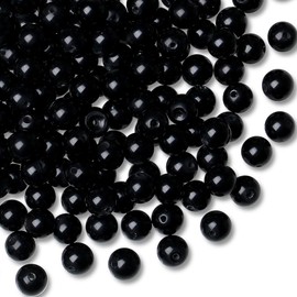 DUQGUHO Obsidian Beads 8mm Natural Crystal Black Beads Round Polishing Stone Bead Genuine Gemstone Beads for DIY Jewelry Making 47 Pcs