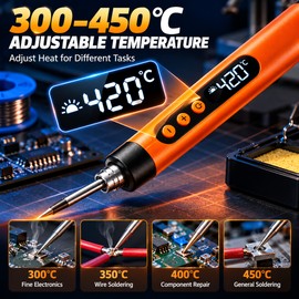 Cordless Soldering Iron Kit for Electronics Repair – Adjustable 300–450°C Digital Display Design for Portable DIY Work