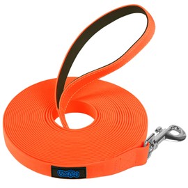 Vivifying Dog Training Lead, 10M/32FT Waterproof Strong Long Line dog Lead, 360° Rotating Buckle Long Line dog Lead with Padded Handle for Large, Medium and Small Pet Dog(Orange)
