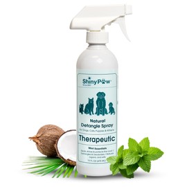Pet Detangler Spray for Dogs & Cats 16 oz by Shiny Paw | Mint Essentials Detangler Spray | Hypoallergenic Dogs Detangler | Shines & Restores Coat