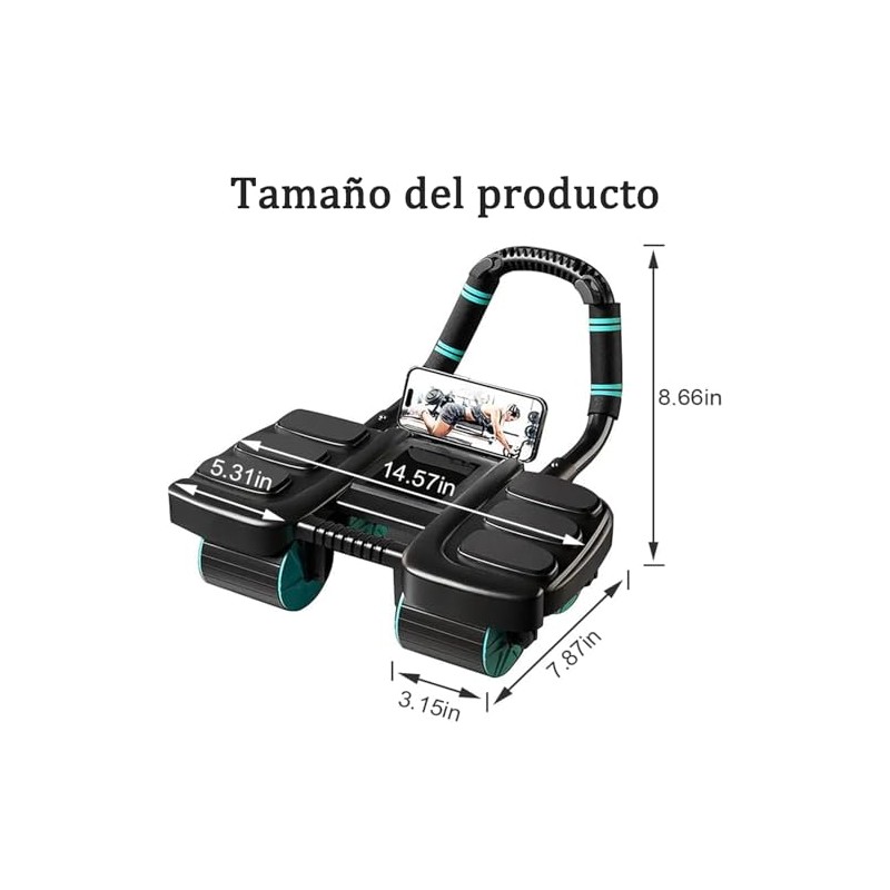 Rodillo para Ejercicios Abdominales, Rueda de Rebote Automático con Soporte