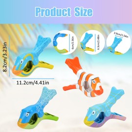8PCS Beach Towel Clips, SHAIDOJIO Multicolor Cute Fish Shape Towel Clip for Sun Loungers, Creative Non-Slip Towel Pegs for Sun Lounger, Plastic Laundry Clips for Sunbeds Pool Beach Chairs Holiday