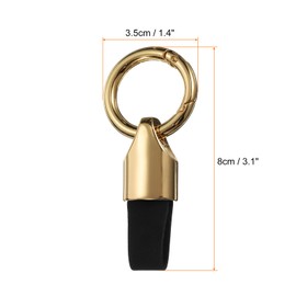 HARFINGTON 2pcs Car Key Chain Ring Clip 3.1" x 1.4" Small Leather Keychain Key Fob Key Fob Accessory with Keyrings for Home Car Keys, Gold Tone Black