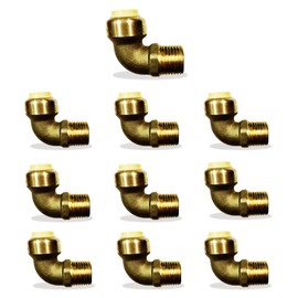 VN Infinite quality Push fit fittings 3/4 Inch x 3/4 Inch - Male NPT Threaded Elbow - Push to Connect Pex Copper CPVC - No Lead Brass (Pack of 10)