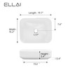 ELLAI Bathroom Vessel Sink Rectangle Above Counter Porcelain Ceramic Top