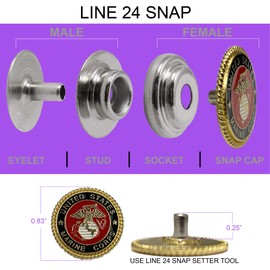 H&K - Botones a presión US Marine Corp en color epoxi, 5 juegos incluidos, línea de alta calidad 24 juego de broches de cuero para mejorar el aspecto de cinturones de cuero para hombres, chalecos y chaquetas de cuero, gran adición al chaleco de motocicle