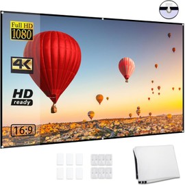 Docooler Projector Screen, 80 Inch 16:9 Foldable Projection Screen, Foldable Durable Wall Mounted Outdoor Projection Screen for Home Theater, Outdoor Camping, Indoor Movies - 72/80 Inch (80 Inch)