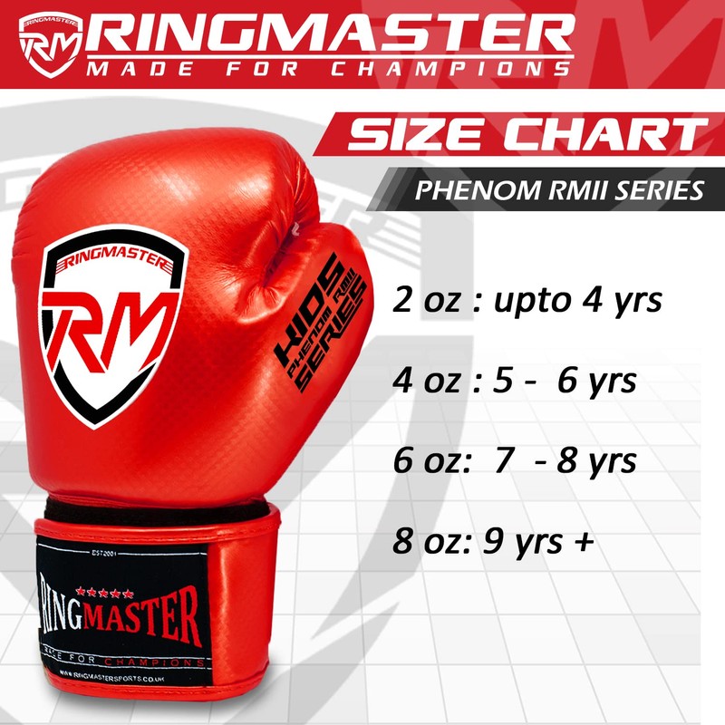 RingMaster Sports Kids Boxing Gloves Carbon Leather Training Sparring Punch