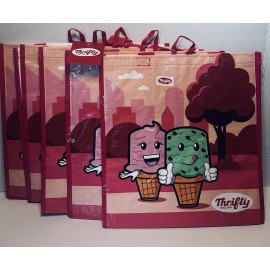 5  New Thrifty Ice Cream Reusable 2 Sided Shopping Bag with Tags  LOT OF 5