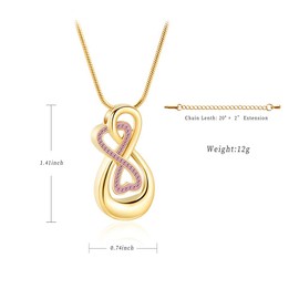 Infinity Love Urn Pendant Stainless Steel Snake Chain Cremation Jewelry for Ashes for Woman Free Filling Tools Include