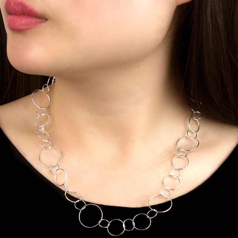 Tuscany Silver Multi Ring Necklace 46cm/18"