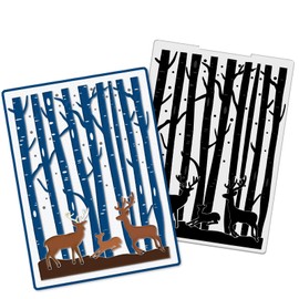 Hying Reindeer Plastic Embossing Folders for Card Making, 3D Textured Forest Embossing Folder DIY Craft Template Elk Trees Folders for Scrapbooking Photo Album Supplies