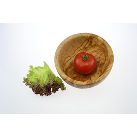Olive Wood Round Bowl for Salad/Fruit, Wood Grain/Natural, 16 x 16 x 7 cm