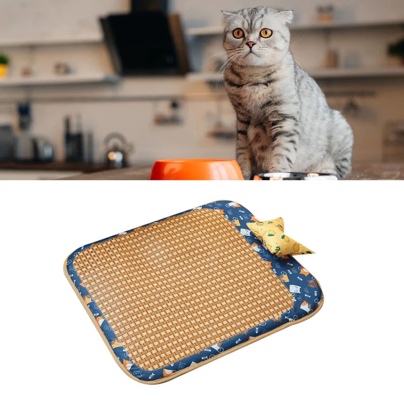 Dog Rattan Cooling Mat Bite Resistant Comfortable Breathable Cat Cooling
