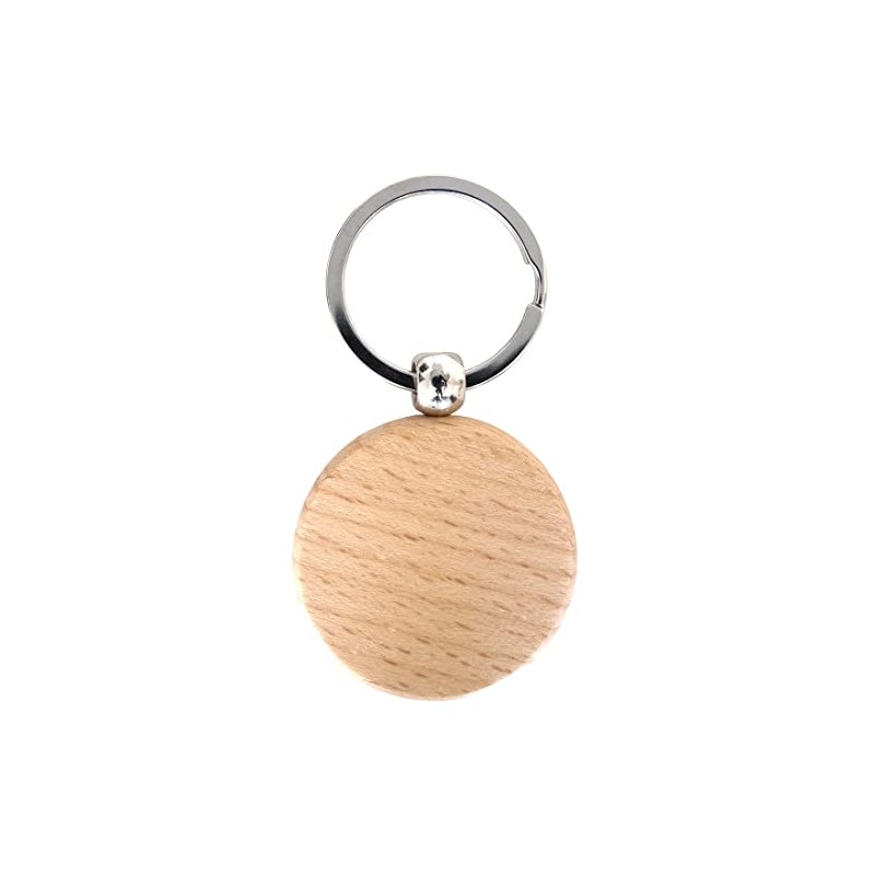 keepdrum Round Wooden Microphone Keyring Gift for Musicians, natural, Unit