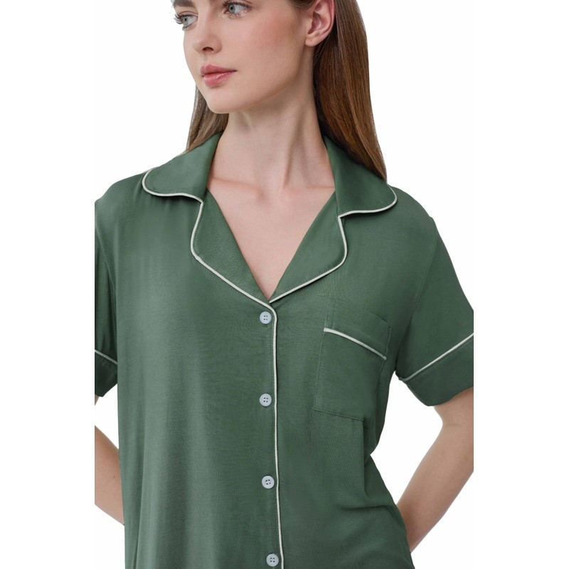Joyaria Womens Button Down Bamboo Viscose Pajamas Set Short Sleeve